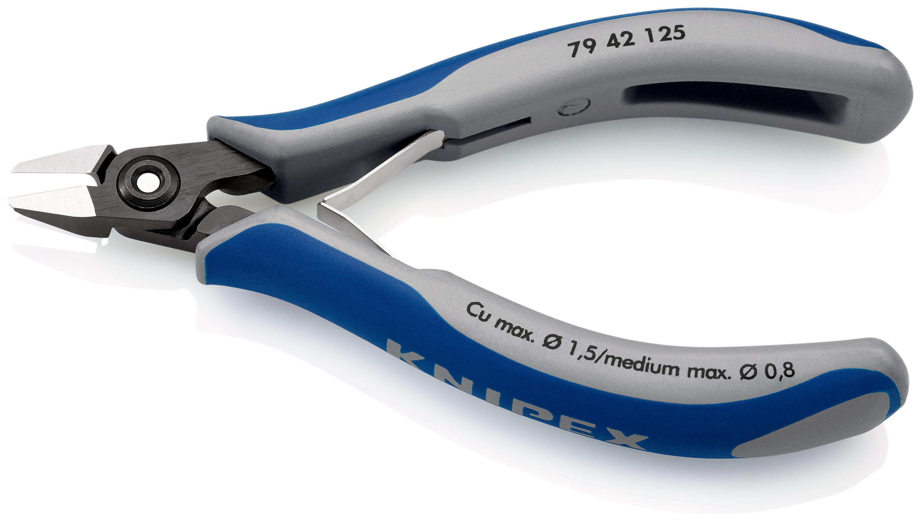 KNIPEX 79 42 125 Přesné boční štípací kleště na elektroniku s vícekomponentními rukojeťmi leštěné 125 mm