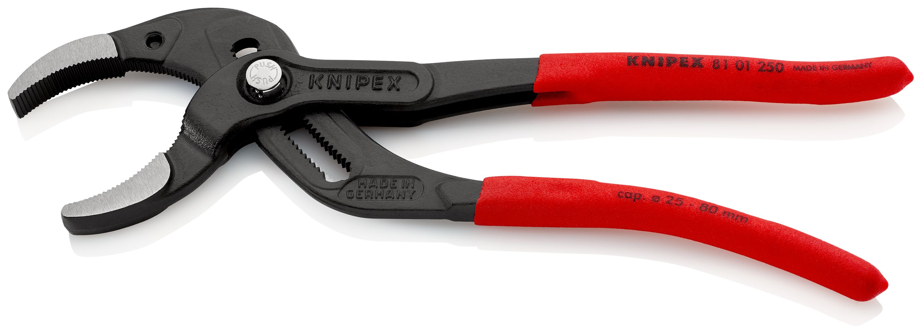 KNIPEX 81 01 250 Kleště na sifony a konektory potaženy neklouzavým plastem atramentované na černo 250 mm