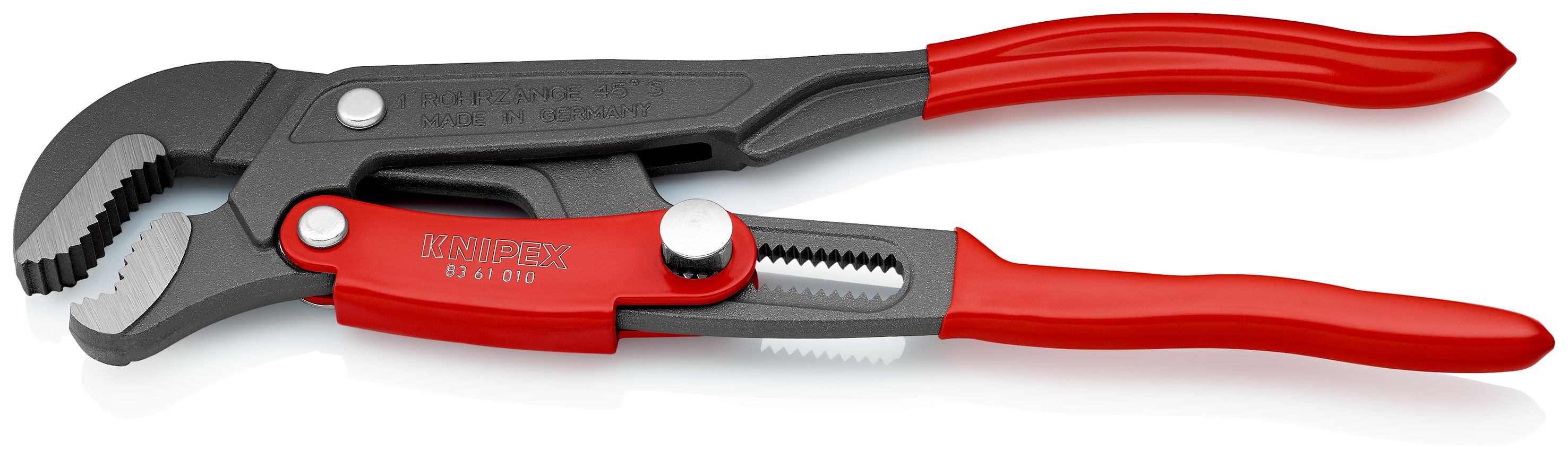 KNIPEX 83 61 010 Hasák s čelistmi ve tvaru S s rychlým nastavením potaženo plastem stříkáno šedou práškovou barvou 330 mm