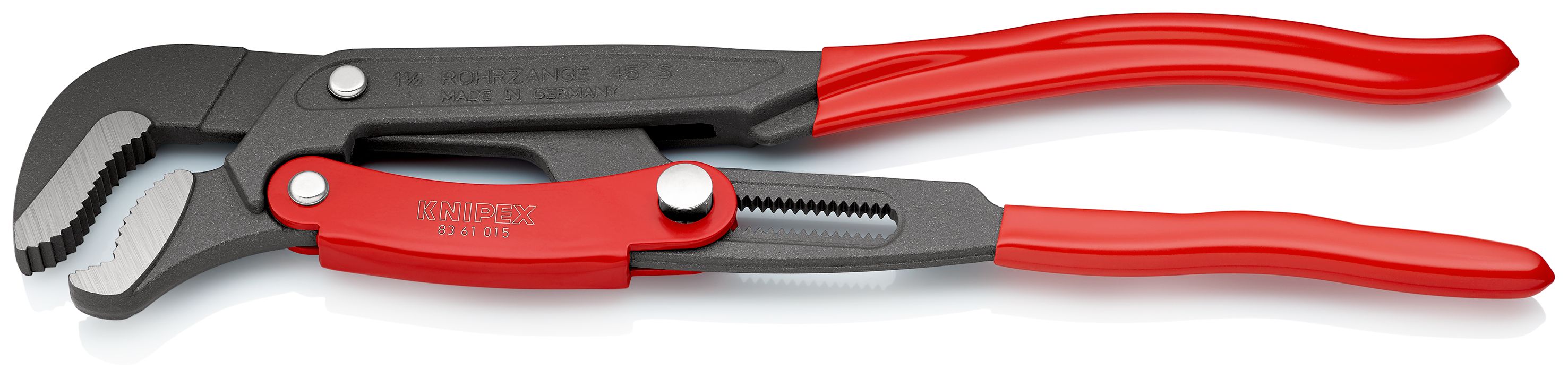 KNIPEX 83 61 015 Hasák s čelistmi ve tvaru S s rychlým nastavením potaženo plastem stříkáno šedou práškovou barvou 420 mm