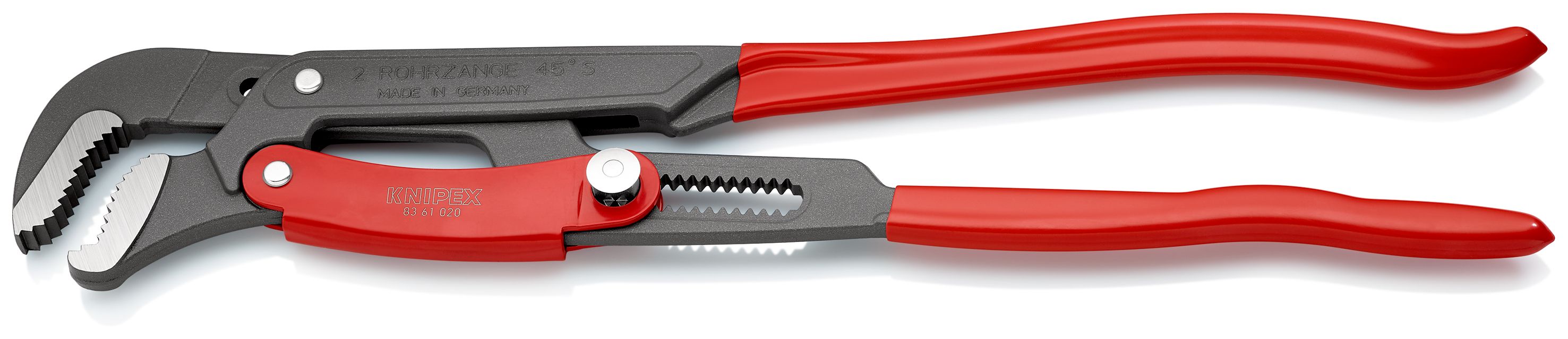 KNIPEX 83 61 020 Hasák s čelistmi ve tvaru S s rychlým nastavením potaženo plastem stříkáno šedou práškovou barvou 560 mm
