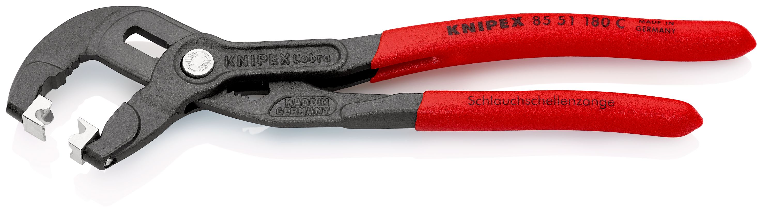 KNIPEX 85 51 180 C Kleště na hadicové spony pro spony Click potaženy neklouzavým plastem fosfátováno atramentolem na šedo 180 mm