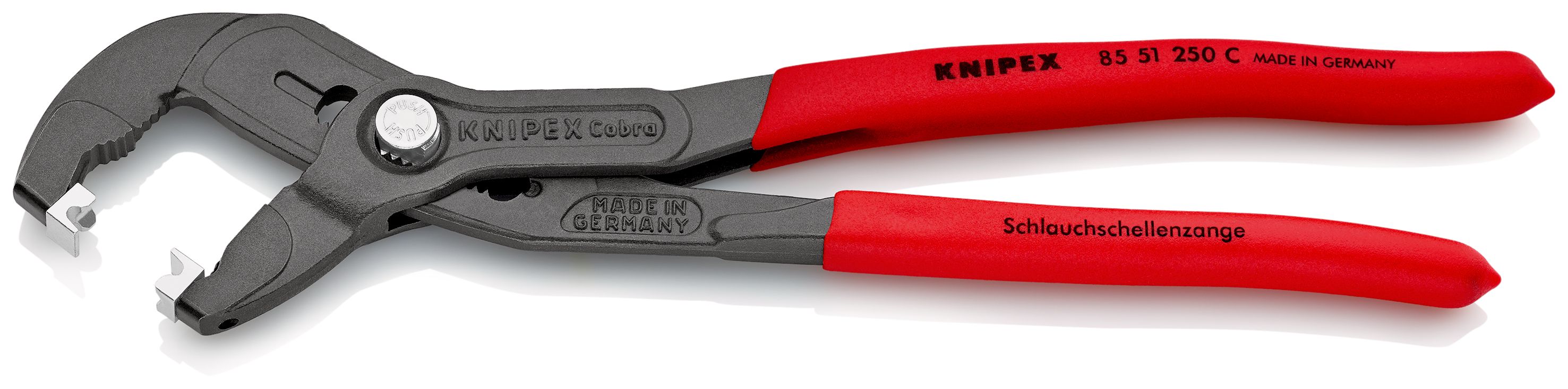 KNIPEX 85 51 250 C Kleště na hadicové spony pro spony Click potaženy neklouzavým plastem fosfátováno atramentolem na šedo 250 mm