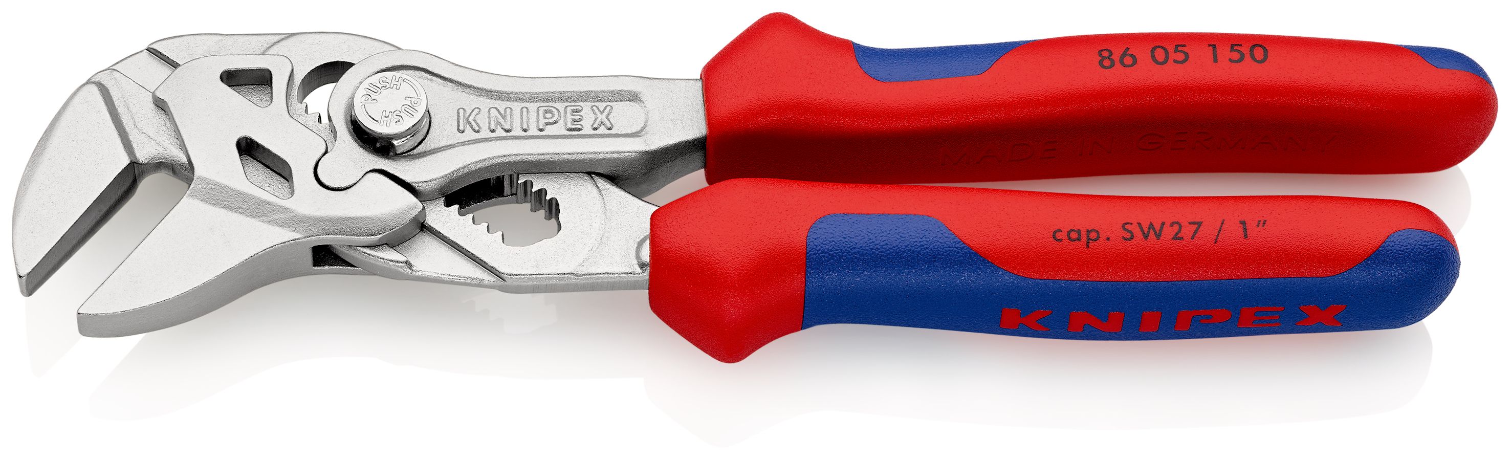 KNIPEX 86 05 150 Klešťový klíč kleště a klíč v jediném nástroji s vícekomponentními rukojeťmi chromované 150 mm
