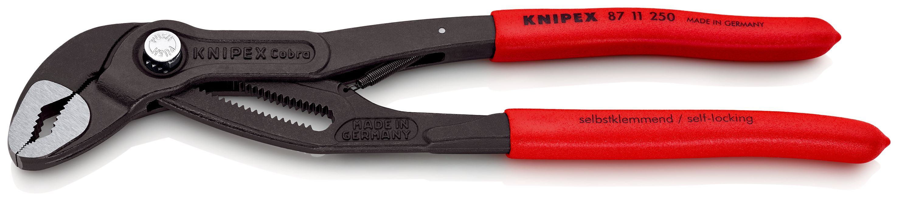 KNIPEX 87 11 250 Cobra®...matic Instalatérské kleště potaženy neklouzavým plastem fosfátováno atramentolem na šedo 250 mm