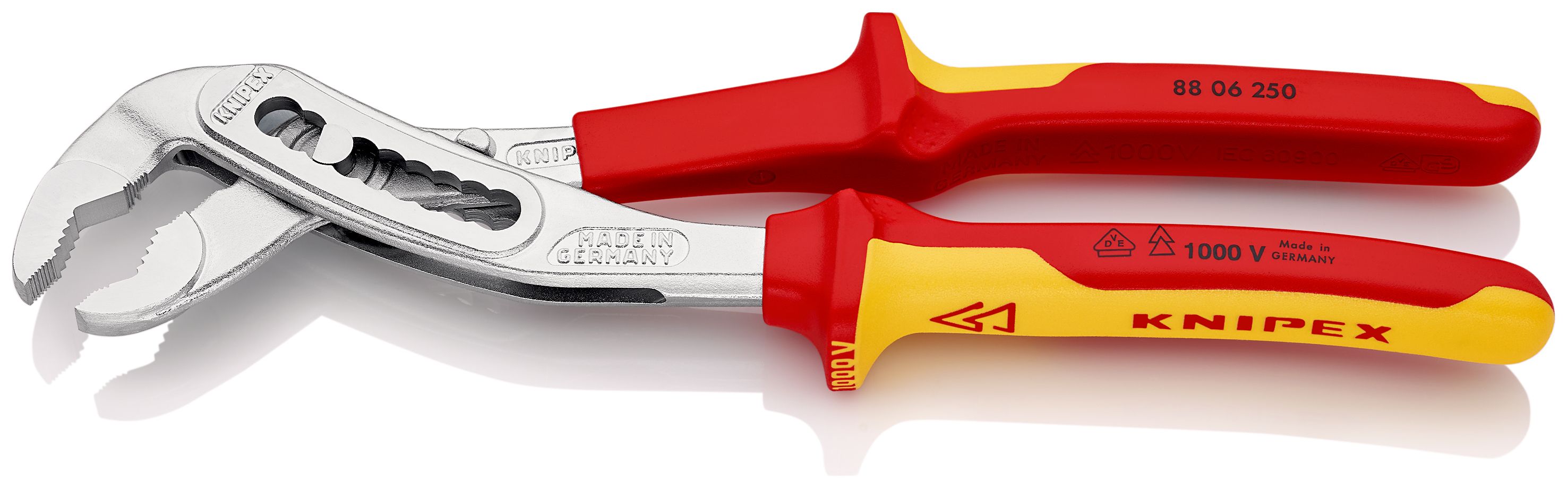 KNIPEX 88 06 250 Alligator® Instalatérské kleště izolované vícesložkovými návleky, certifikace VDE chromované 250 mm