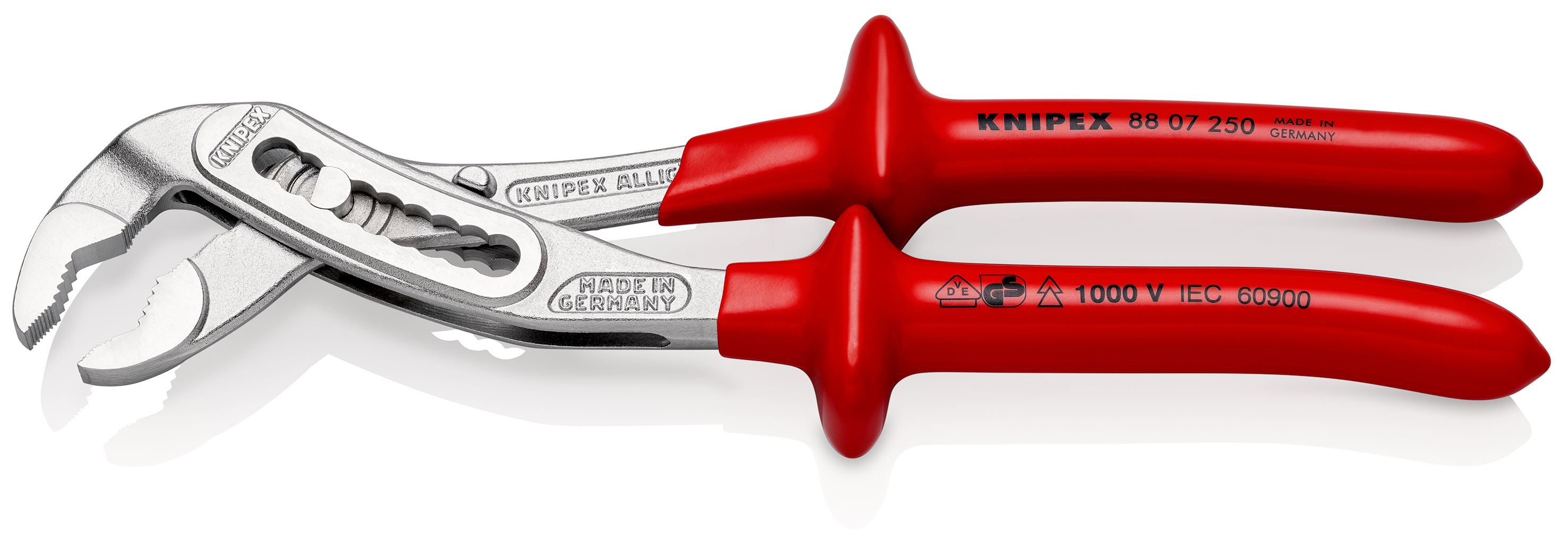 KNIPEX 88 07 250 Alligator® Instalatérské kleště izolace nanášená ponorem, zkoušeno podle norem VDE chromované 250 mm