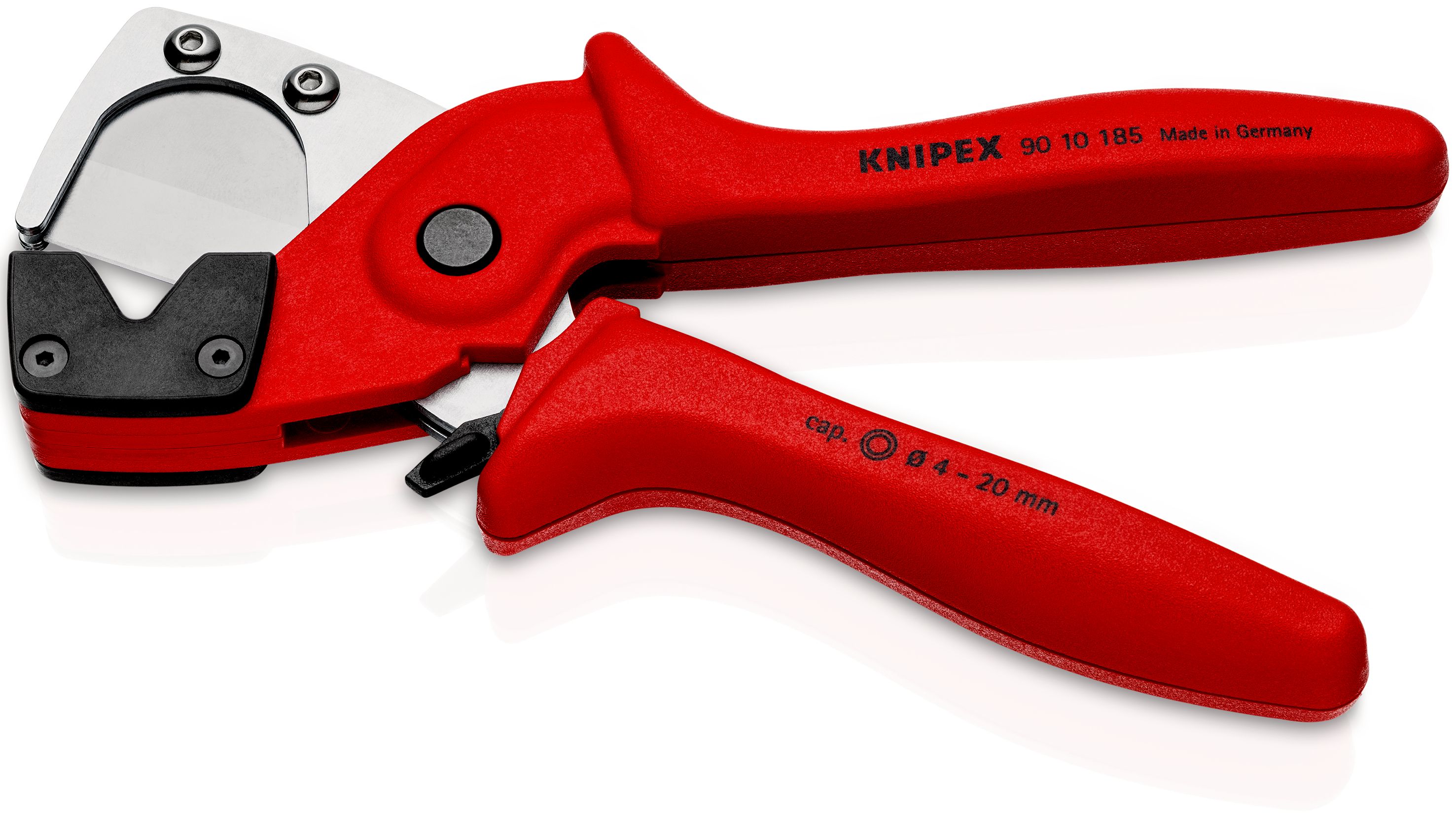KNIPEX 90 10 185 Kleště na řezání trubek a hadic na rozvody stlačeného vzduchu z tuhé umělé hmoty vyztužené optickými vlákny 185 mm