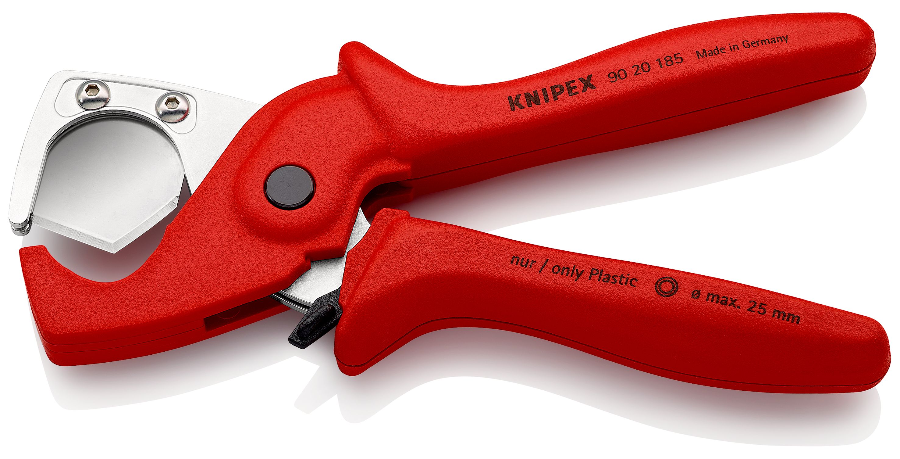 KNIPEX 90 20 185 PlastiCut® Kleště na řezání hadic a ochranných trubic z tuhé umělé hmoty vyztužené optickými vlákny 185 mm