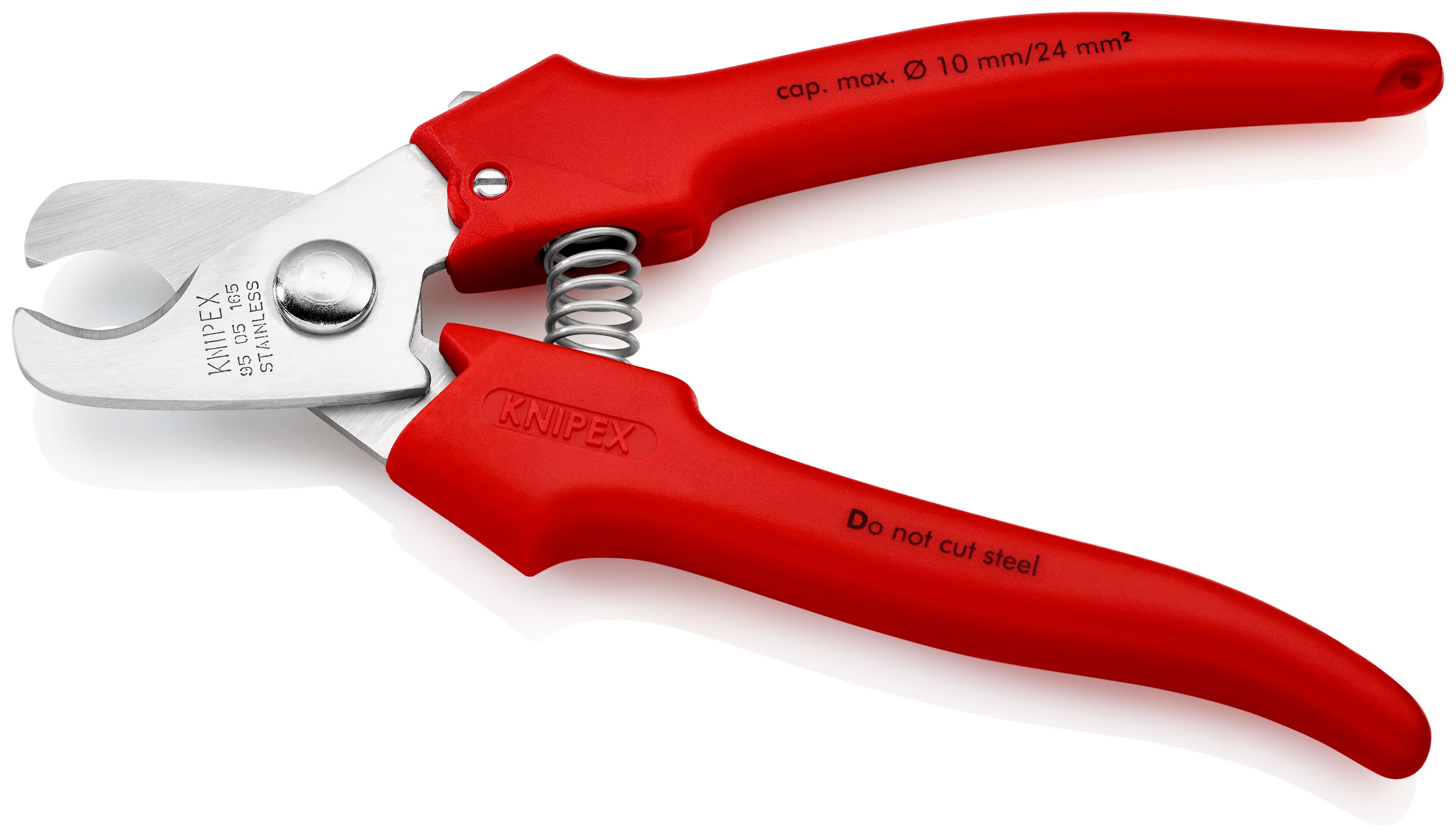 KNIPEX 95 05 165 SB Kabelové nůžky Rukojeti přestříkány umělou hmotou s plastovým nástřikem 165 mm