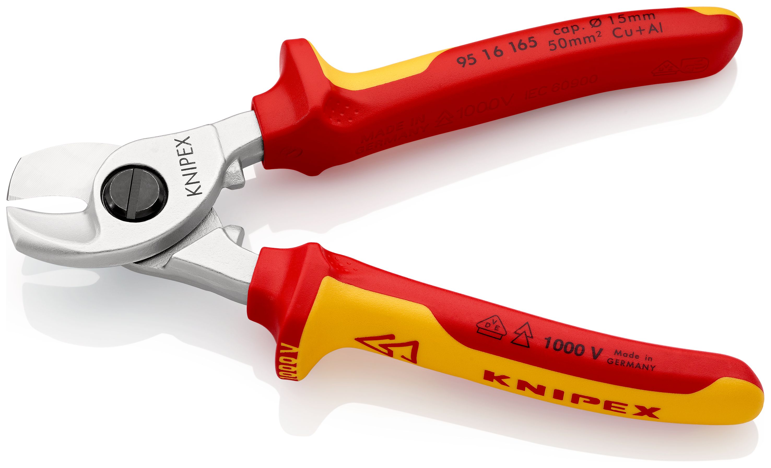 KNIPEX 95 16 165 Kabelové nůžky izolované vícesložkovými návleky, certifikace VDE chromované 165 mm
