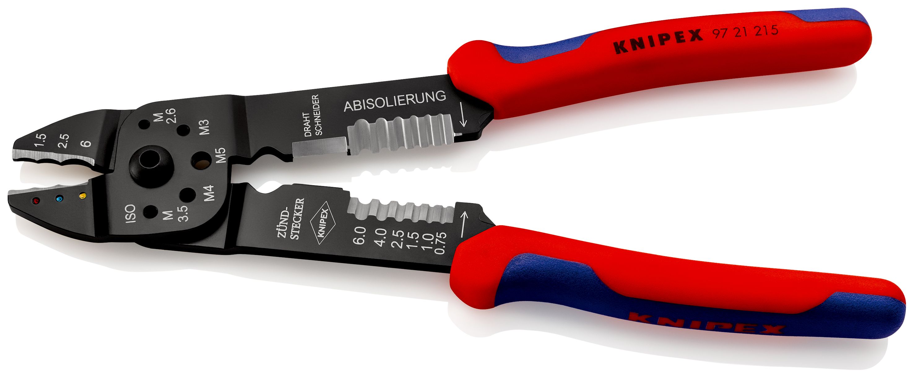 KNIPEX 97 21 215 Lisovací kleště s vícekomponentními rukojeťmi lakováno na černo 230 mm