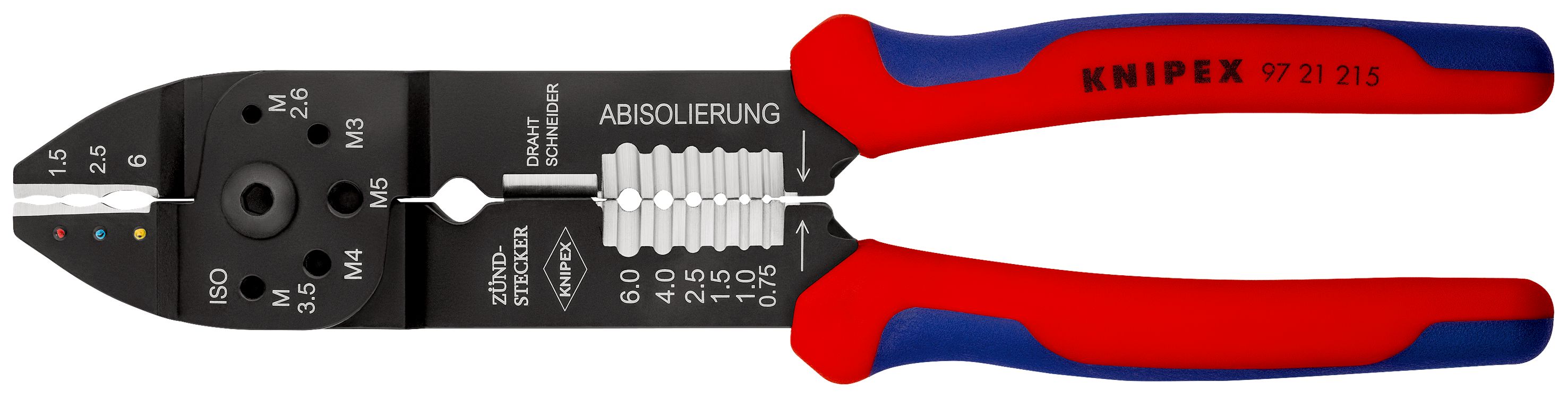 KNIPEX 97 21 215 Lisovací kleště s vícekomponentními rukojeťmi lakováno na černo 230 mm