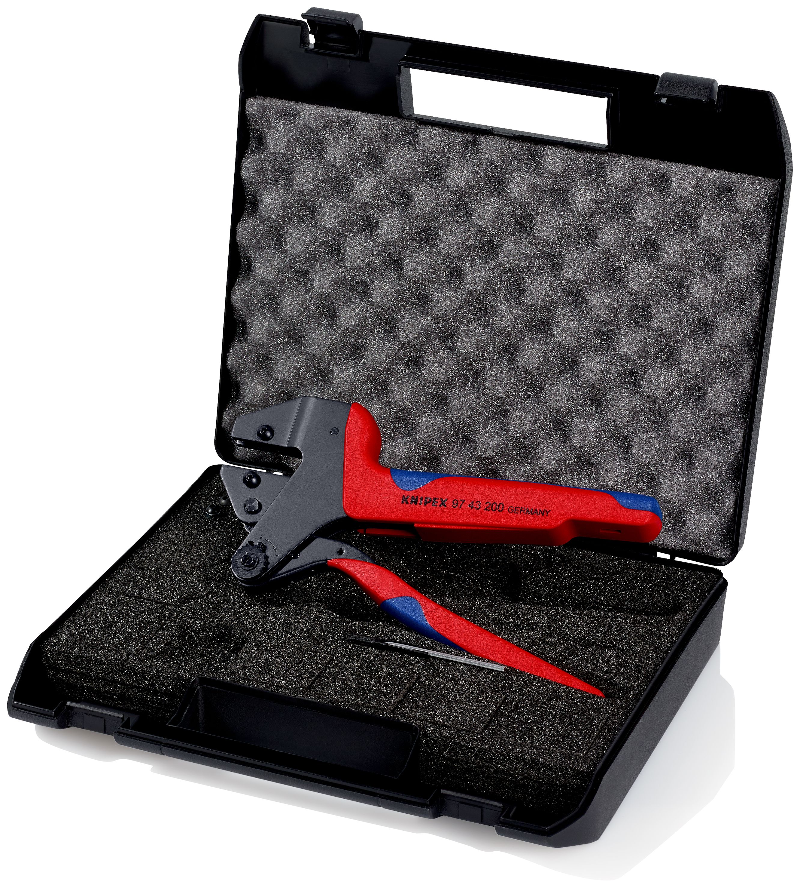 KNIPEX 97 43 200 Víceúčelové systémové lisovací kleště pro vyměnitelné lisovací profily s vícekomponentními rukojeťmi leštěné 200 mm