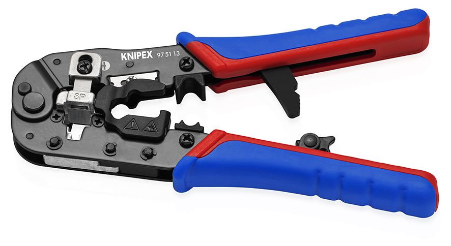 KNIPEX 97 51 13 Lisovací kleště pro konektory Western RJ45 s vícekomponentními rukojeťmi leštěné 190 mm