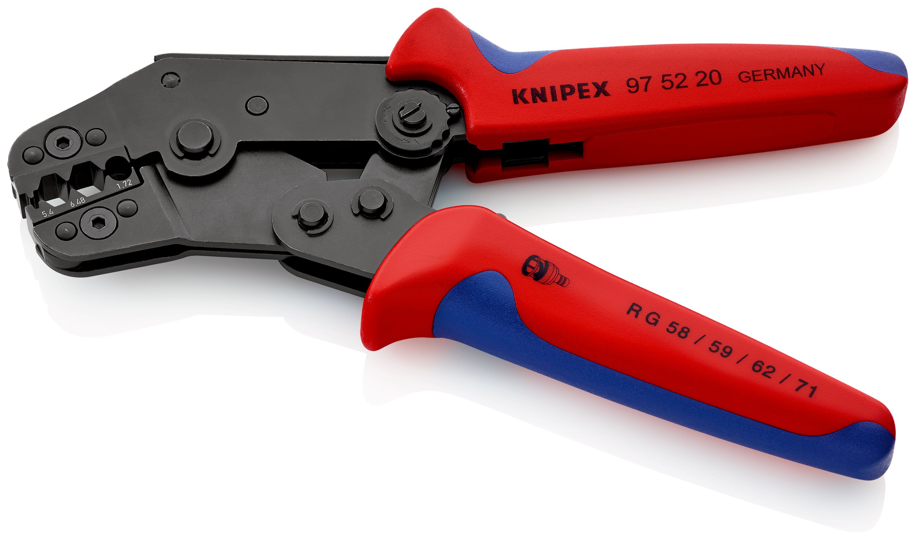 KNIPEX 97 52 20 Lisovací kleště krátký tvar s vícekomponentními rukojeťmi leštěné 195 mm
