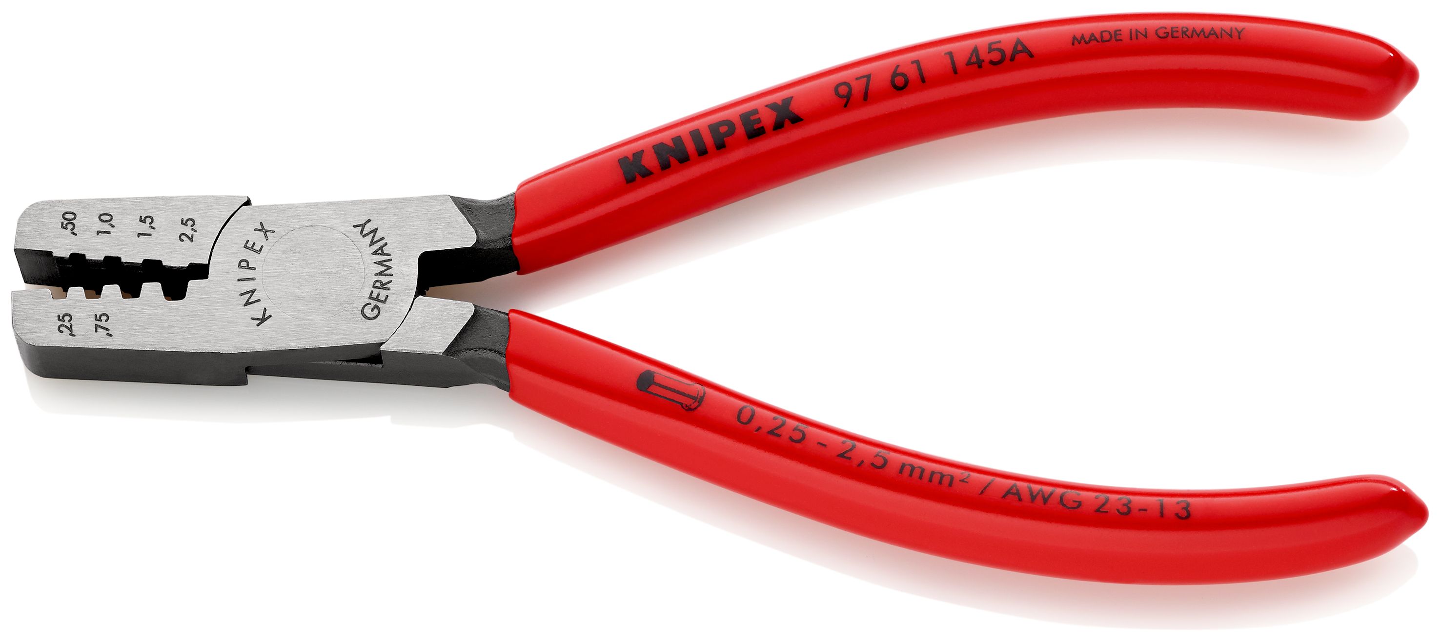 KNIPEX 97 61 145 A Lisovací kleště na koncové dutinky potaženo plastem 145 mm