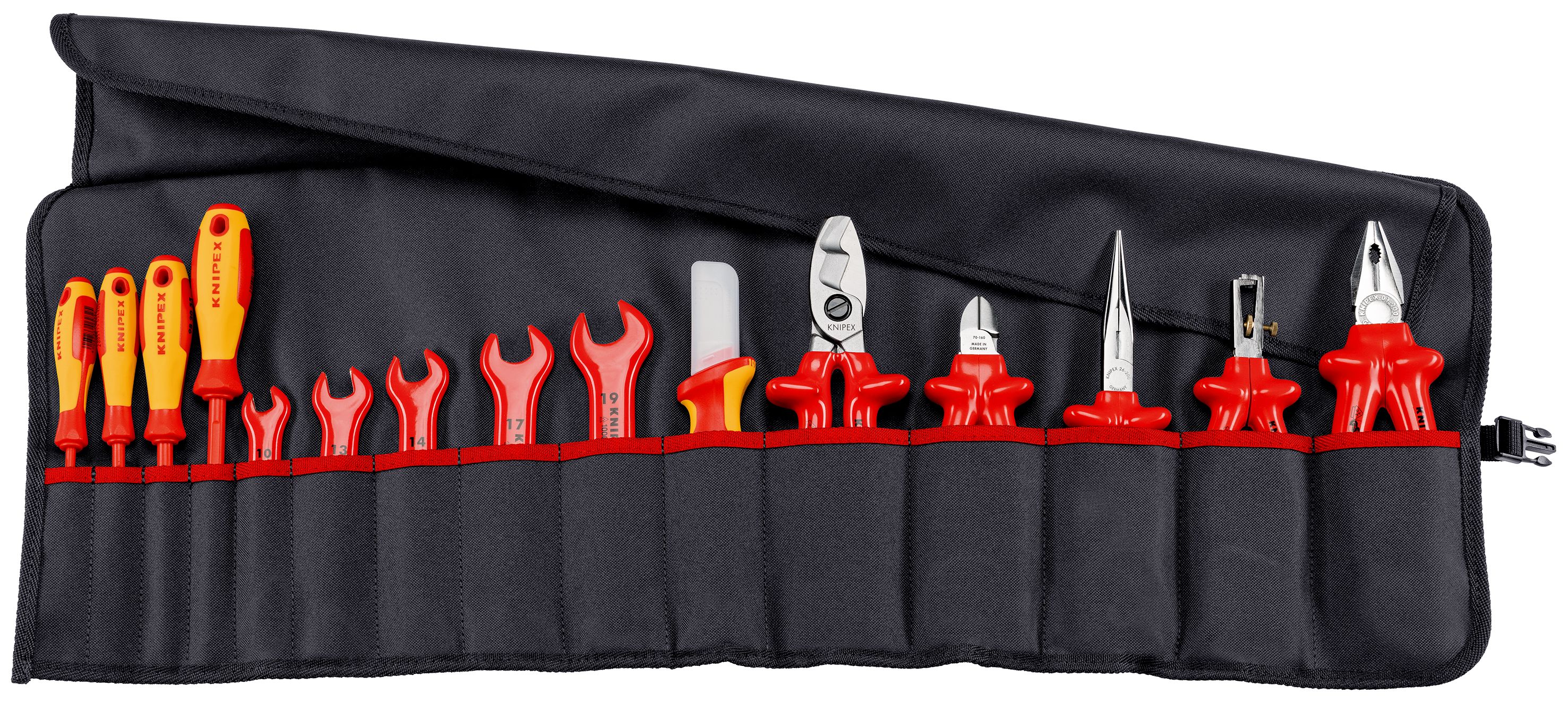 KNIPEX 98 99 13 Svinovací taška na nářadí 15-dílná s bezpečnostním nářadím pro práce na elektrických zařízeních