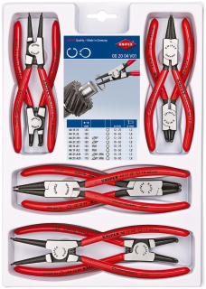 KNIPEX 00 20 04 V01 Sada kleští na pojistné kroužky 8-dílná