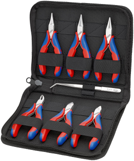 KNIPEX 00 20 16 Pouzdro s kleštěmi pro elektroniku s nástroji pro práce na elektronických součástkách 7-dílný 215 mm