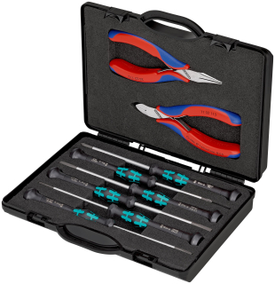 KNIPEX 00 20 18 Pouzdro s kleštěmi pro elektroniku s nástroji pro práce na elektronických součástkách 8-dílná 215 mm