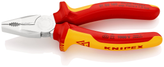 KNIPEX 01 06 160 Kombinované kleště Chrom-vanad izolované vícesložkovými návleky, certifikace VDE chromované 160 mm