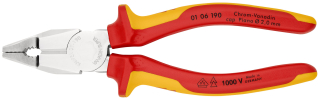 KNIPEX 01 06 190 Kombinované kleště Chrom-vanad izolované vícesložkovými návleky, certifikace VDE chromované 190 mm