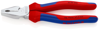 KNIPEX 02 05 200 Silové kombinované kleště s vícekomponentními rukojeťmi chromované 200 mm