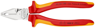 KNIPEX 02 06 180 Silové kombinované kleště izolované vícesložkovými návleky, certifikace VDE chromované 180 mm