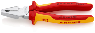 KNIPEX 02 06 200 Silové kombinované kleště izolované vícesložkovými návleky, certifikace VDE chromované 200 mm
