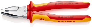 KNIPEX 02 06 225 Silové kombinované kleště izolované vícesložkovými návleky, certifikace VDE chromované 225 mm