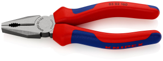 KNIPEX 03 02 160 Kombinované kleště s vícekomponentními rukojeťmi atramentované na černo 160 mm