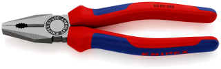 KNIPEX 03 02 200 Kombinované kleště s vícekomponentními rukojeťmi atramentované na černo 200 mm