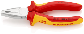 KNIPEX 03 06 160 Kombinované kleště izolované vícesložkovými návleky, certifikace VDE chromované 160 mm