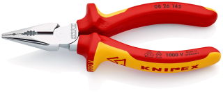 KNIPEX 08 26 145 Kombinované úzké ploché kleště izolované vícesložkovými návleky, certifikace VDE chromované 145 mm