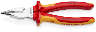 KNIPEX 08 26 185 Kombinované úzké ploché kleště izolované vícesložkovými návleky, certifikace VDE chromované 185 mm