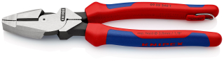 KNIPEX 09 02 240 T Silové kombinované kleště "Lineman's Pliers" s připevňovacím okem americký model s vícesložkovými návleky, s integrovaným připevňovacím okem pro připevnění pojistky proti upadnutí atramentované na černo 240 mm