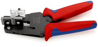 KNIPEX 12 12 14 Přesné odizolovací kleště s tvarovými noži s vícekomponentními rukojeťmi leštěné 195 mm