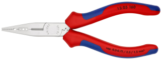 KNIPEX 13 05 160 Elektrikářské kleště s vícekomponentními rukojeťmi chromované 160 mm