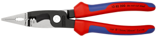 KNIPEX 13 82 200 Elektroinstalační kleště s vícekomponentními rukojeťmi atramentované na černo 200 mm