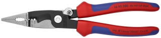 KNIPEX 13 92 200 Elektroinstalační kleště s vícekomponentními rukojeťmi atramentované na černo 200 mm