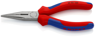 KNIPEX 25 02 160 Půlkulaté kleště s břity (Kleště pro radiotechniku) s vícekomponentními rukojeťmi atramentované na černo 160 mm