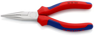 KNIPEX 25 05 160 Půlkulaté kleště s břity (Kleště pro radiotechniku) s vícekomponentními rukojeťmi chromované 160 mm