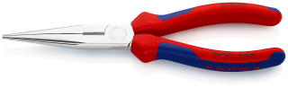 KNIPEX 26 15 200 Půlkulaté kleště s břity (úzké ploché kleště) s vícekomponentními rukojeťmi chromované 200 mm