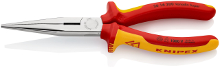 KNIPEX 26 16 200 Půlkulaté kleště s břity (úzké ploché kleště) izolované vícesložkovými návleky, certifikace VDE chromované 200 mm