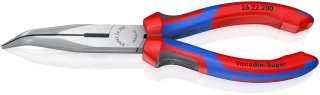KNIPEX 26 22 200 Půlkulaté kleště s břity (úzké ploché kleště) s komfortní rukojeti atramentované na černo 200 mm