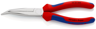 KNIPEX 26 25 200 Půlkulaté kleště s břity (úzké ploché kleště) s vícekomponentními rukojeťmi chromované 200 mm