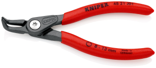 KNIPEX 48 21 J01 Precizní kleště na pojistné kroužky pro vnitřní kroužky v otvorech potaženy neklouzavým plastem fosfátováno atramentolem na šedo 130 mm