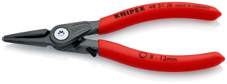 KNIPEX 48 31 J0 Precizní kleště na pojistné kroužky pro vnitřní kroužky v otvorech s omezením rozevření potaženy neklouzavým plastem fosfátováno atramentolem na šedo 140 mm