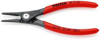 KNIPEX 49 11 A1 Precizní kleště na pojistné kroužky pro vnější kroužky na hřídelích potaženy neklouzavým plastem fosfátováno atramentolem na šedo 140 mm